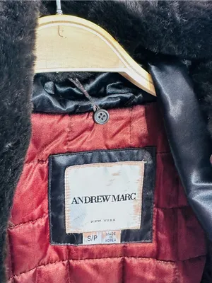 Andrew Marc Black Trench Coat with Brown Fur Collar thumbnail 13