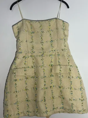 Amanda Uprichard Cream Floral-Check Tweed Mini Dress thumbnail 3