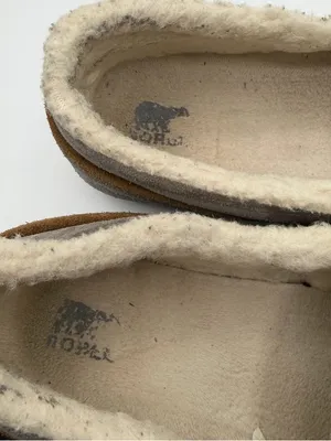 Sorel Tremblant Moc Slippers Womens 10 Gray Suede Fleece Lined Moccasins thumbnail 9