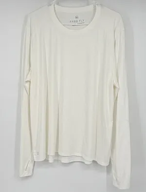 Free Fly Women Bamboo Long‎ Sleeve T-Shirt White XXL Performance Tee thumbnail 1