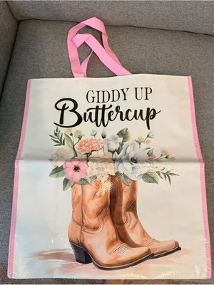 Giddy Up Buttercup Floral Cowboy Tote in Pink and Brown thumbnail 3