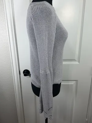 Elliatt Womens Grey Knit Long Bell Sleeve Sweater thumbnail 5