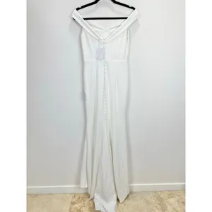 Lulus Arienne White Off-the-Shoulder Mermaid Maxi Dress Wedding Medium NWT thumbnail 7
