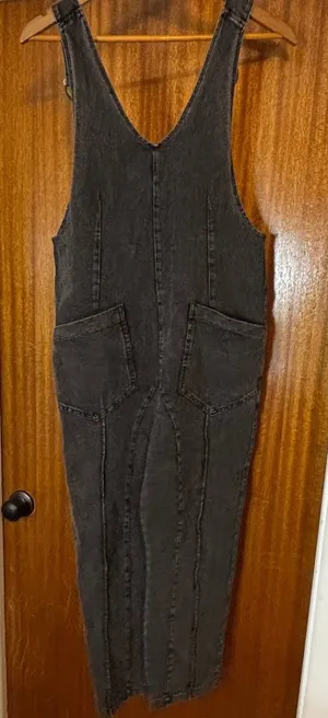 Exlura Womens Black Acid Wash‎ Denim Overalls JP052 Seam Detail XS New thumbnail 1