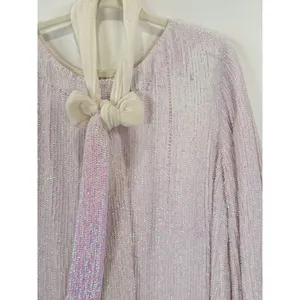 Retrofete Womens Dress Pink Grace Sequin Allover Mini Velvet Tie Belt Party XS thumbnail 11