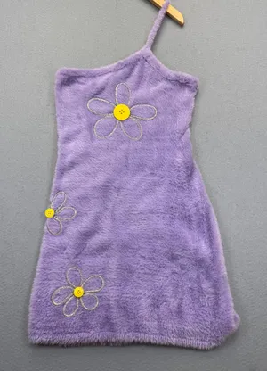 For Love‎ & Lemons Purple Fuzzy Daisy One Shoulder Mini Dress Small KSP23D101 thumbnail 1