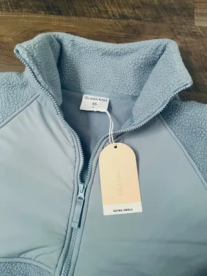 NWT! Blogilates Women's Bonfire Fleece Full Zip Jacket - Light Blue Size XS thumbnail 3