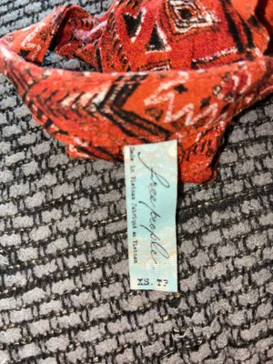 Free People Orange/Red Boho Mini Dress, Sz XS thumbnail 5