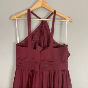 Revelry Bridesmaid Dress Halter‎ Tank Maxi Sleeveless Size 14 Brownish-Burgundy thumbnail 11