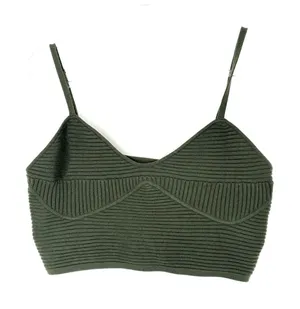 Aerie Dark Green Ribbed Crop Top Corset NWOT Womens X-Large thumbnail 1