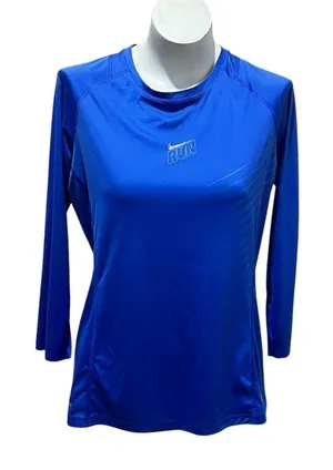 Nike Women's Long Sleeve Running Top Blue Size L Dri-Fit Activewear thumbnail 1