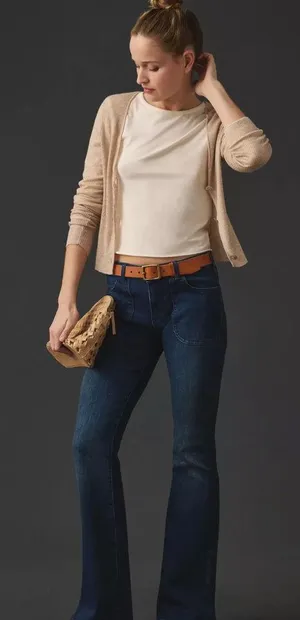 Anthropologie Pilcro The Icon Low-Rise Flare Jeans in Dark Wash thumbnail 1