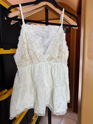 NWOT POL Ivory Ditsy Floral Eyelet Lace Cami Top Boho Cottagecore Peplum Small thumbnail 2