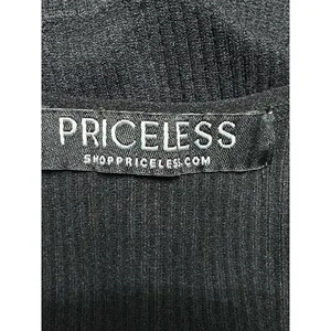 Priceless Crop Top Ribbed Texture V-Neckline Sleeveless Form Fitting Black W S/M thumbnail 7