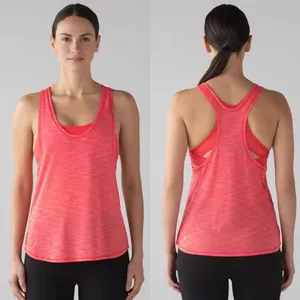 Lululemon No Limits Tank Top Heathered Red Coral 2-in-1‎ Built-in Bra Size 10 thumbnail 2