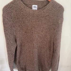 ZARA Women’s Crewneck Sweater in Taupe Brown thumbnail 2
