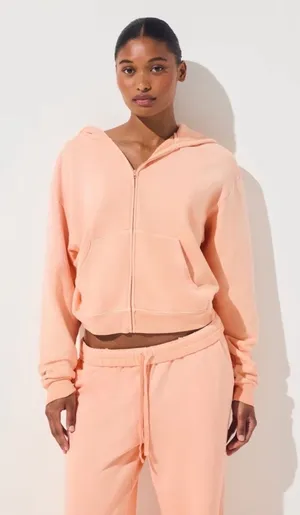 Skims French Terry Zip up Hoodie In Contaloupe thumbnail 1