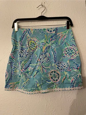 Lilly Pulitzer Patty Skorts Floral Printed Skirt Bermuda Blue Turtle Size 00 thumbnail 2