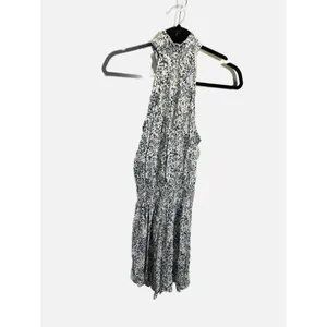 Skeemo Halter Dress‎ Women XS Blue Leopard Smocked Waist Mini Boho Summer Casual thumbnail 4