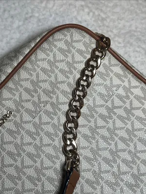Michael Kors East West Logo Crossbody in Vanilla and Brown Trim thumbnail 3