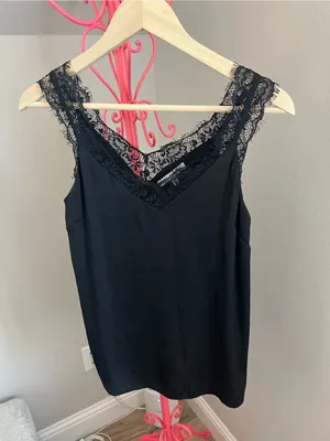 Naked Zebra Black Lace-Trim V-Neck Camisole Top thumbnail 2