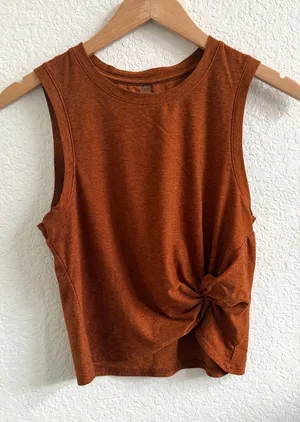Beyond Yoga Knot Front Sleeveless Tank Top Rust Brown Orange Small S thumbnail 1