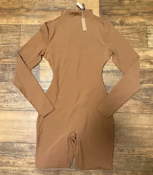 SKIMS All in One Long-Sleeve Mid Thigh Jumpsuit Onesie in Caramel new with tags thumbnail 1