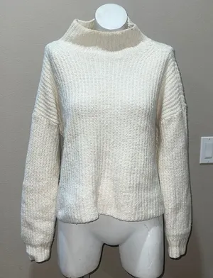 Anthropologie beige turtleneck sweater thumbnail 1