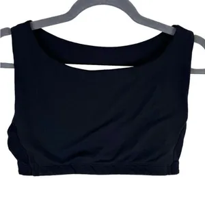 Amari Black Wide Strap High Back Full Coverage Unpadded‎ Sports Bra Minimal L thumbnail 1