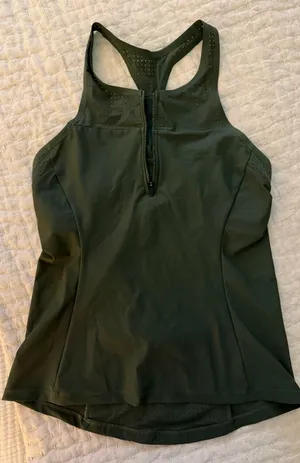 Athleta Olive green quarter zip active tank thumbnail 1
