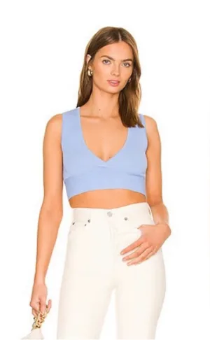 Revolve All the Ways Blue Knit Vneck Crop Top thumbnail 1