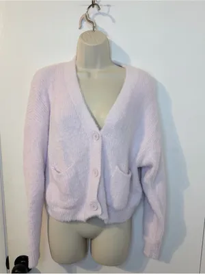 Forever 21 Soft Fuzzy Knit Cropped Cardigan XL Light Pink thumbnail 4