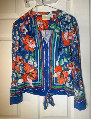 Anthropologie‎ Maeve Elan Scarf Printed Blouse thumbnail 1