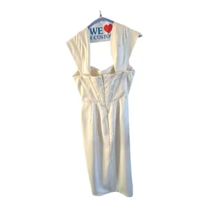 House of CB Lulu Ivory Asymmetric Drape Midi Corset Dress size medium thumbnail 3