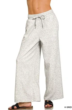 Zenana Scuba Drawstring Wide Leg‎ Pants - Large thumbnail 1