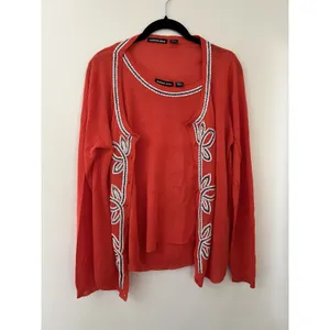 Michael Simon Beaded Embroidered Two Piece Modal Cardigan And Tank Top Set Sz L thumbnail 7