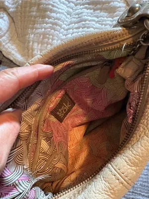 The Sak Beige and Sage Leather Crossbody Bag with Red Accent thumbnail 3