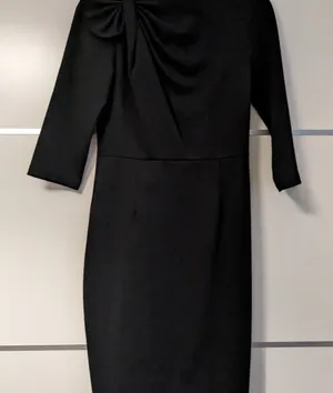 Elegant Black Dress - asymmetric bow neck thumbnail 1