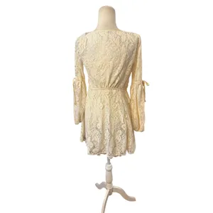 Free People Ruby Lace Mini Dress Cream Boho Bell Sleeve Slip Dress XS thumbnail 4