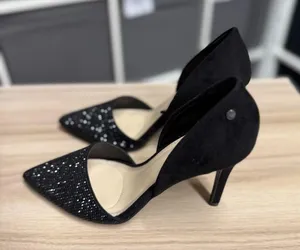 Jones New York Catie Pointy Toe Dress Pumps Rhinestone Elegant Black Heels thumbnail 3