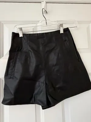 Zara high rise leather mini short thumbnail 2