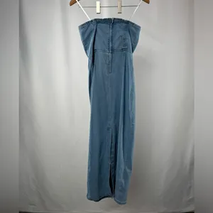 NWT Torn by‎ Ronny Kobo Renee Strapless Denim Midi Dress in Medium Blue Small thumbnail 5