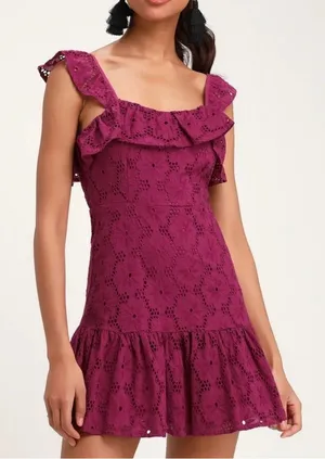 NWT Lulus Biscay Eyelet Ruffle Dress thumbnail 1