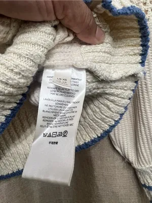 Free People Geo Party pulloverCream Fair Isle Sweatshirt with Red & Blue Stripes thumbnail 4