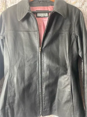 Wilson’s Leather Vtg Y2K Classic Black Leather grunge retro moto Zip-Front Jacket L thumbnail 3
