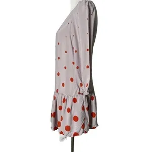 Anthropologie Retro Mod Twee Drop Waist Ruffle Hem Polka Dot Mini Dress Size 4 thumbnail 4
