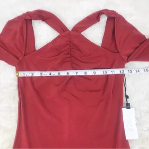 ASTR Brick Red Cutout Long Sleeve Midi Dress Size‎ XS Cockail Party Fall Winter thumbnail 10