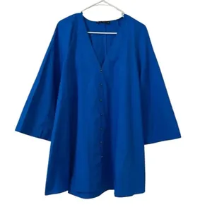 Zara Blue Voluminous Aline Mini Cotton Oversized Dress(Size Small) thumbnail 3