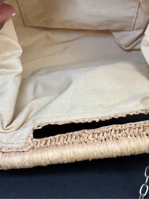Kelly & Katie Straw Clutch Bag in Natural with crystal embellishments thumbnail 12