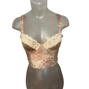 Vintage Y2K VICTORIAS SECRET Silk Bustier Cami Crop Top Lace Small S Heart Label thumbnail 6